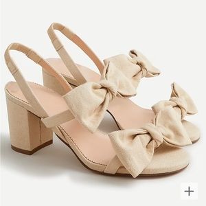 Lucie bow slingback sandals in natural twill
